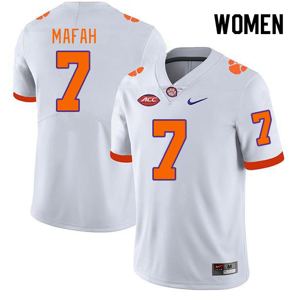 Women's Clemson Tigers Phil Mafah #7 College White NCAA Authentic Football Stitched Jersey 23HJ30ZP